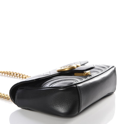 Gucci Calfskin Matelasse Mini GG Marmont Shoulder Bag Black 3 of 9