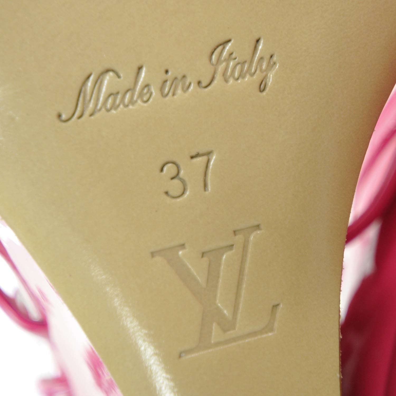 Louis Vuitton Patent Wedge Sandals 37 Rose Pop 6 of 8