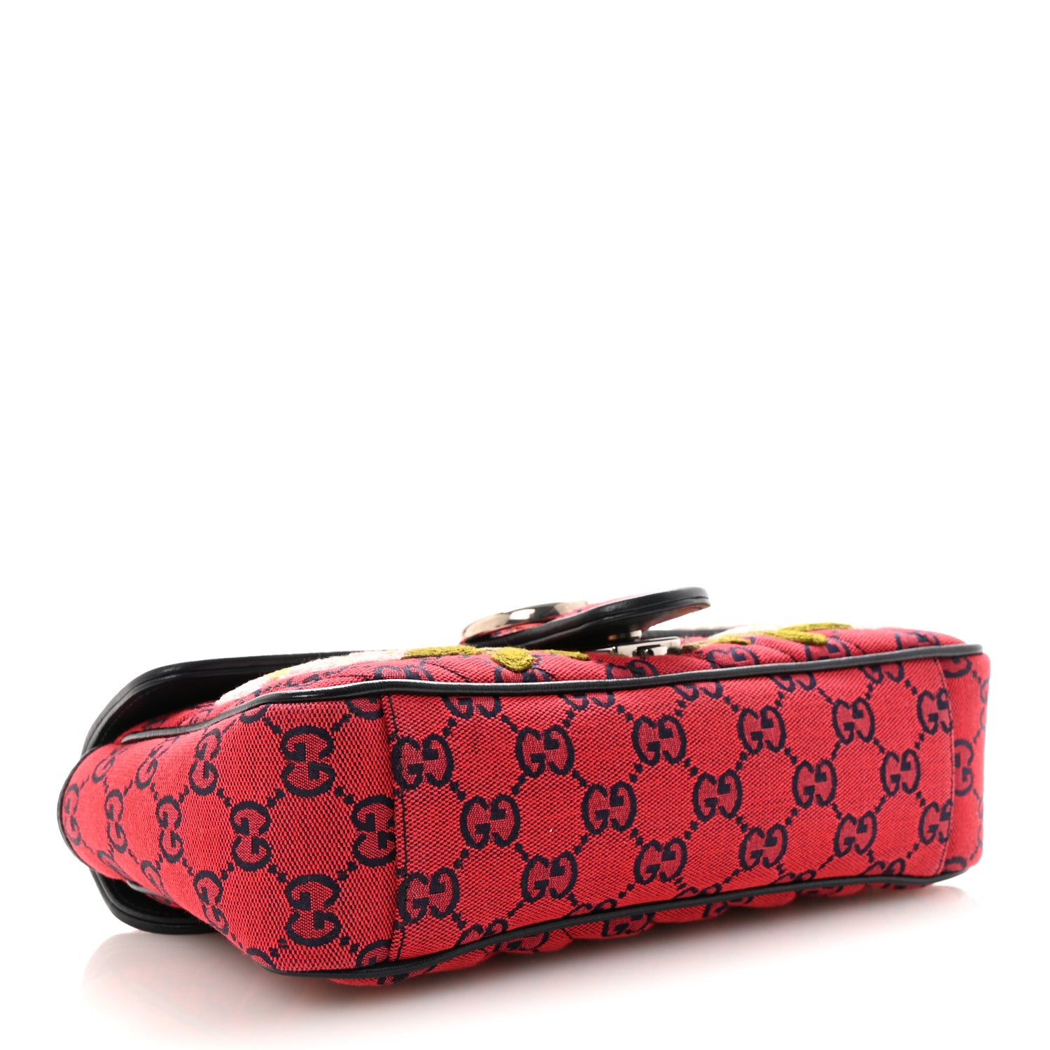 Gucci Monogram Multicolor Matelasse Diagonal Floral Embroidered Super Mini GG Marmont Shoulder Bag Red Blue Multicolor 4 of 10