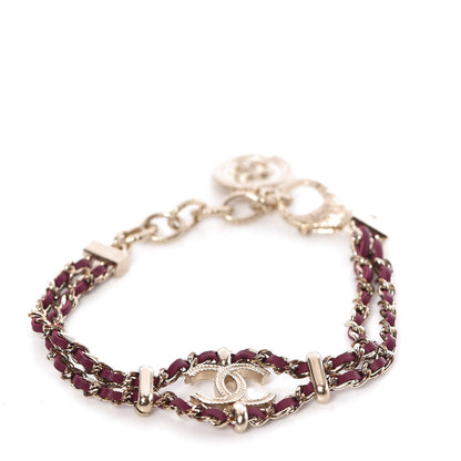 Chanel Metal Lambskin CC Chain Link Bracelet Burgundy 1 of 5