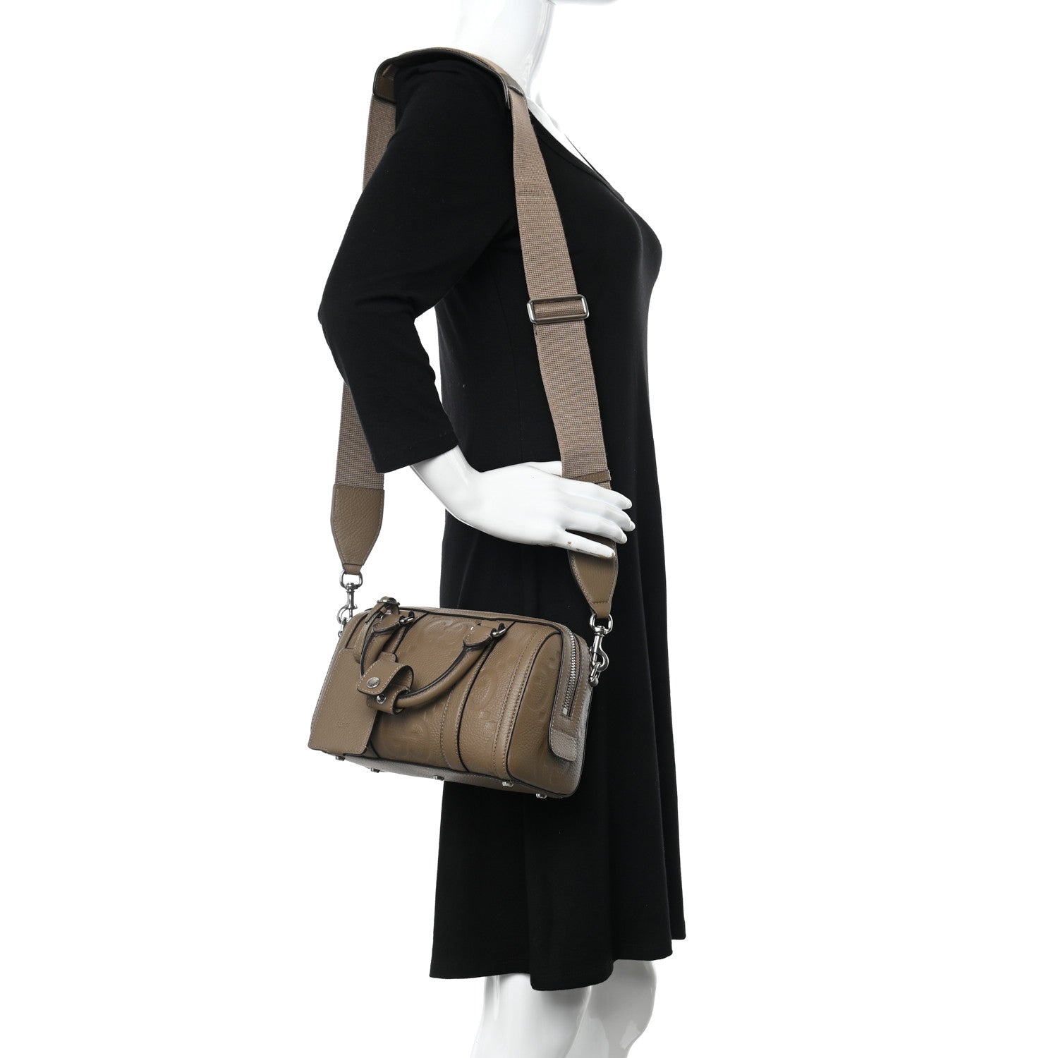 Gucci Piuma Calfskin Jumbo GG Embossed Mini Duffle Bag Good Taupe 3 of 10