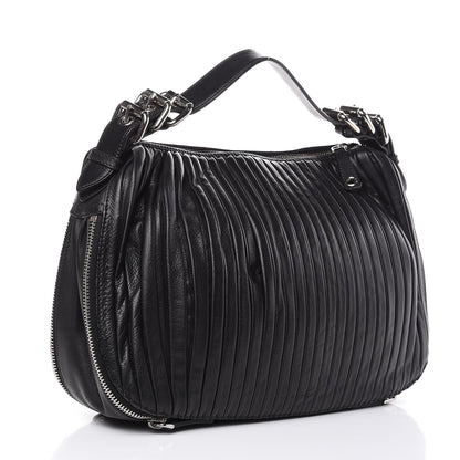 Miu Miu Lambskin Plisse Hobo Black 3 of 13