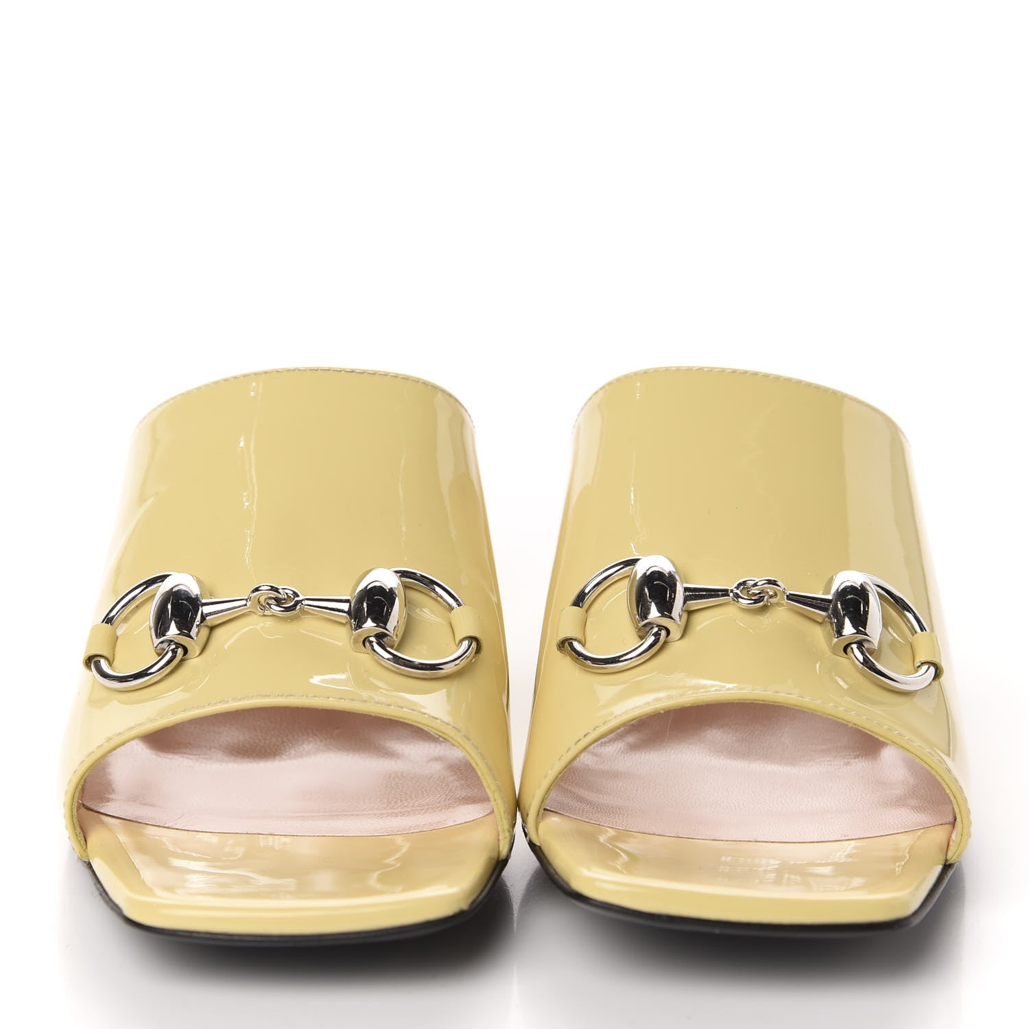 Gucci Patent Lexi Horsebit Mid-Heel Slide Sandals 35 Burro 2 of 11
