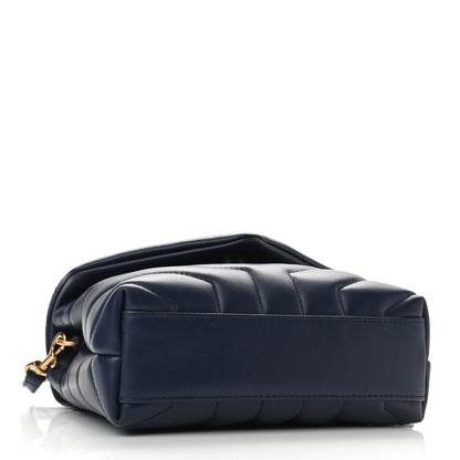 Saint Laurent Calfskin Y Quilted Monogram Toy Loulou Crossbody Bag Blue Charron 4 of 9