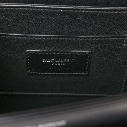 Saint Laurent Box Calfskin Monogram Medium Solferino Satchel Black 6 of 12