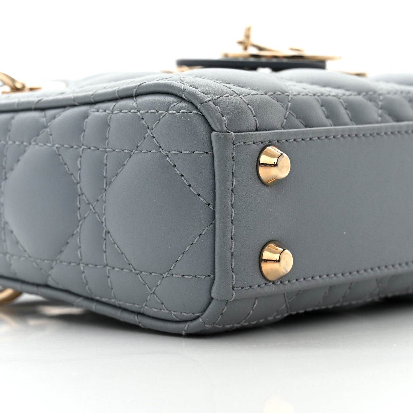 Lambskin Cannage Micro Lady Dior Cloud Gray