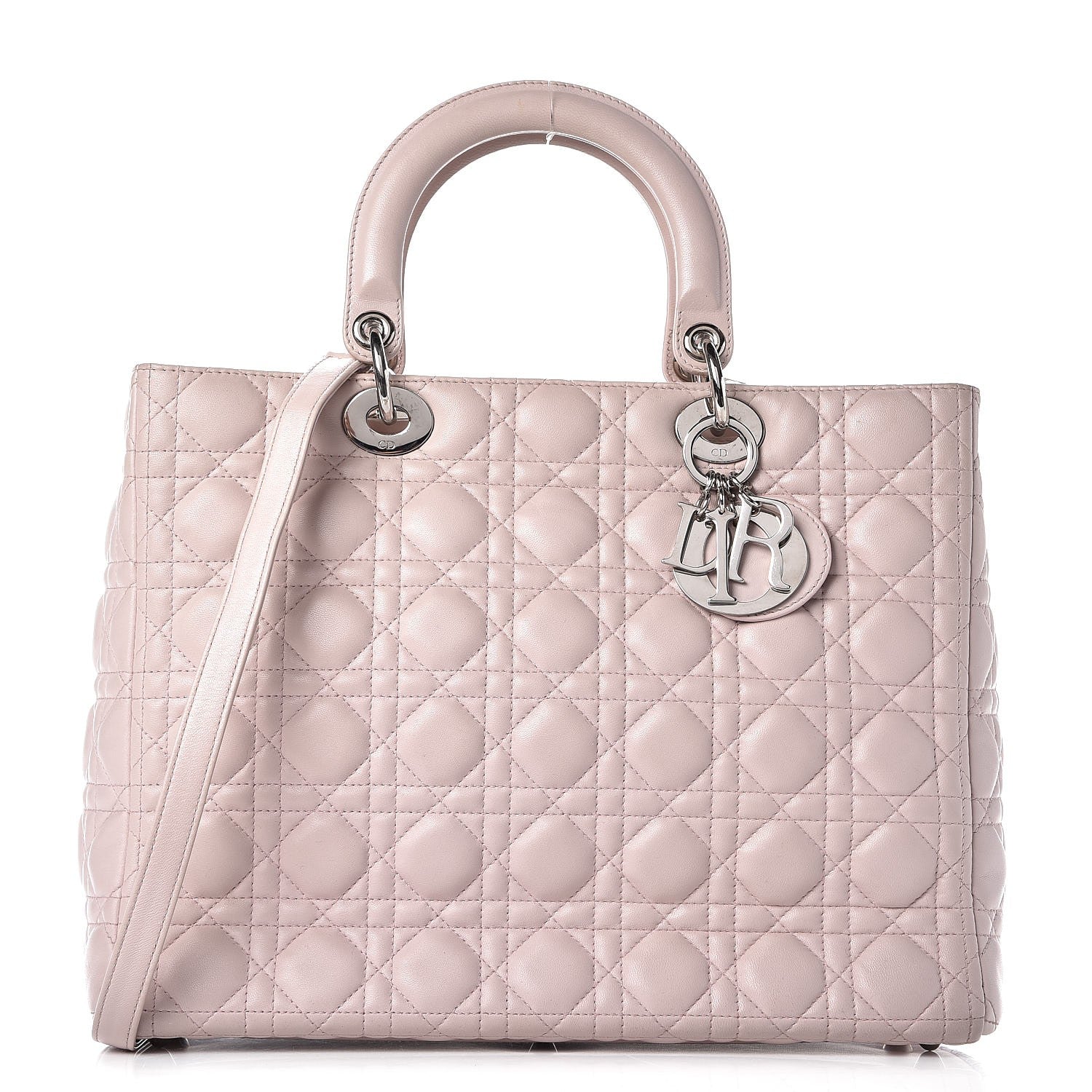 Christian Dior Lambskin Cannage Large Lady Dior Rose Poudre 1 of 15