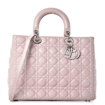 Christian Dior Lambskin Cannage Large Lady Dior Rose Poudre 1 of 15