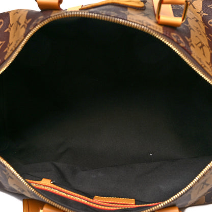 Louis Vuitton X NIGO Reverse Monogram Stripe Keepall Bandouliere 50 Brown 5 of 11