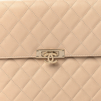 Chanel Caviar Quilted Medium Golden Class Pouch Beige 9 of 10