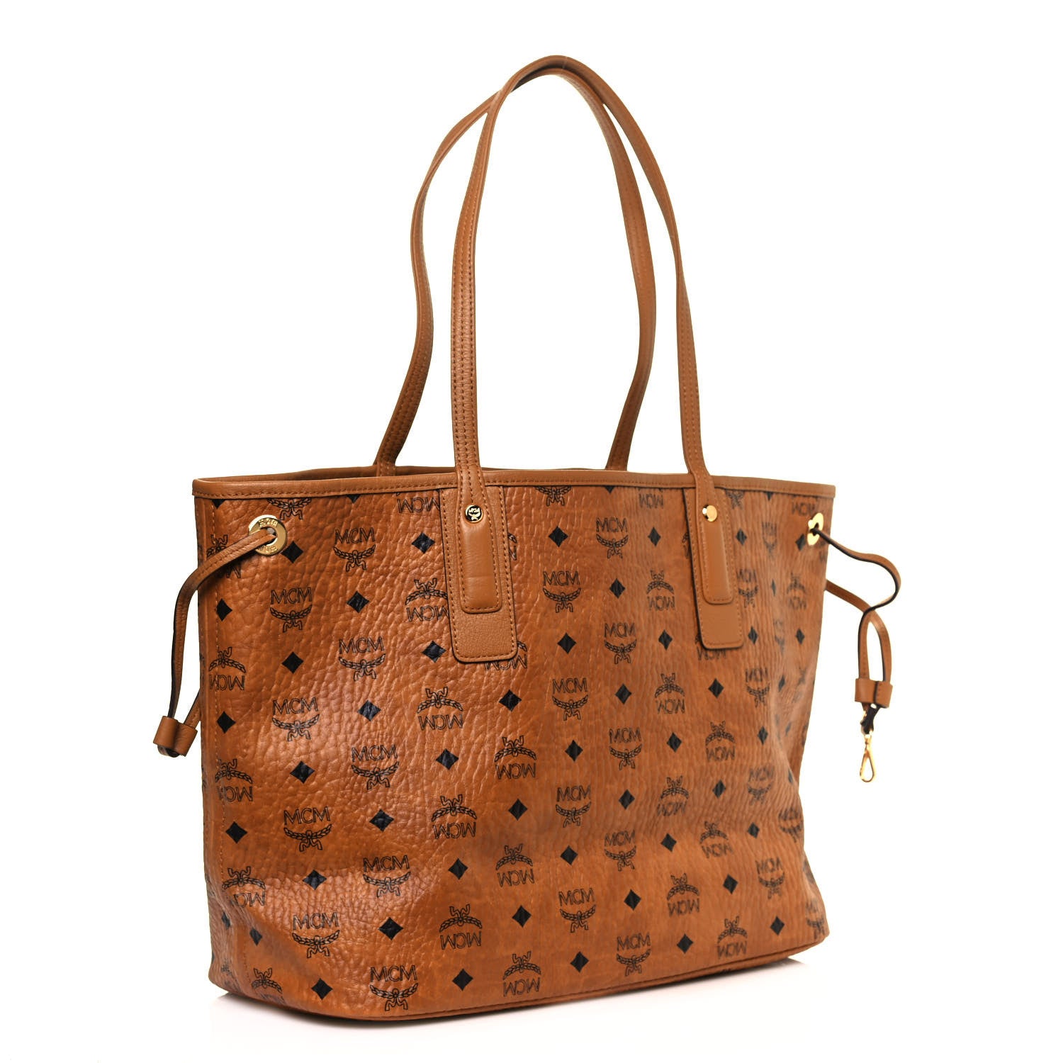 MCM Visetos Medium Liz Reversible Shopper Tote Cognac 3 of 18