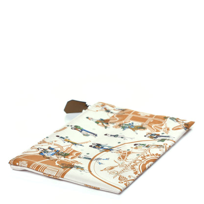 Hermes Silk Ex-Libris Les Parisiennes Silky Pocket Cosmetic Case Sesame Nata Bronze 3 of 8