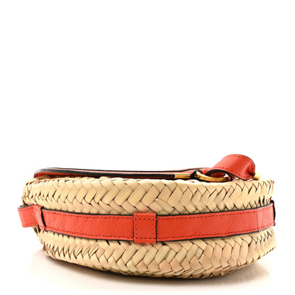 Chloe Grained Calfskin Palm Woven Small Marcie Basket Saddle Rusted Orange 4 of 10