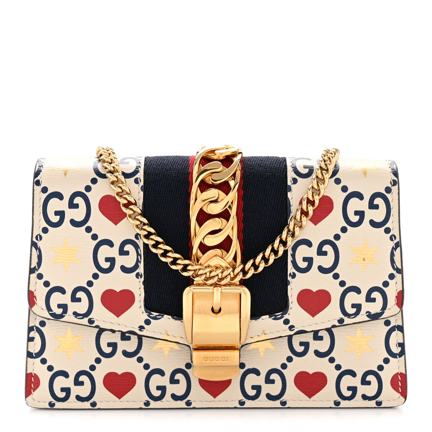 Gucci Textured Calfskin Valentine's Day Super Mini Sylvie Chain Shoulder Bag Ivory 1 of 11