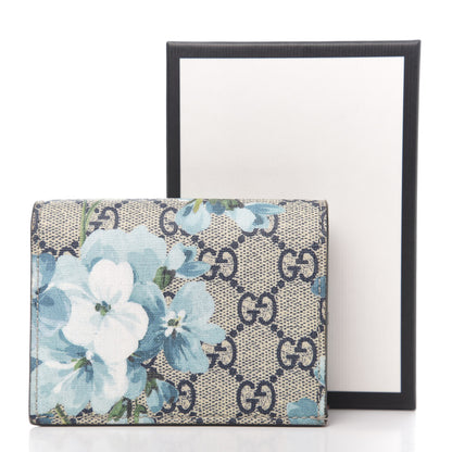 Gucci GG Supreme Monogram Blooms Card Case Wallet Beige Blue Navy Hibiscus Red 8 of 8