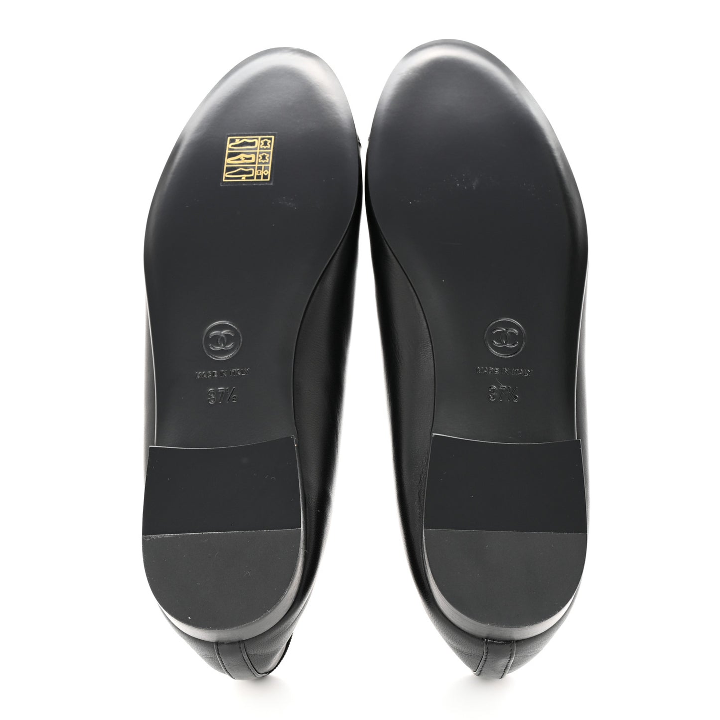 Lambskin Patent CC Cap Toe Ballerina Flats 37.5 Black