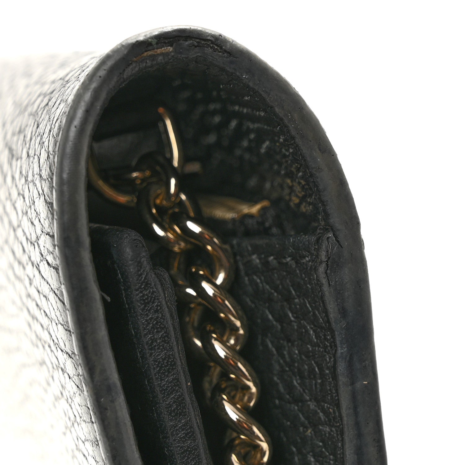Gucci Dollar Calfskin Interlocking G Chain Wallet Black 1936878