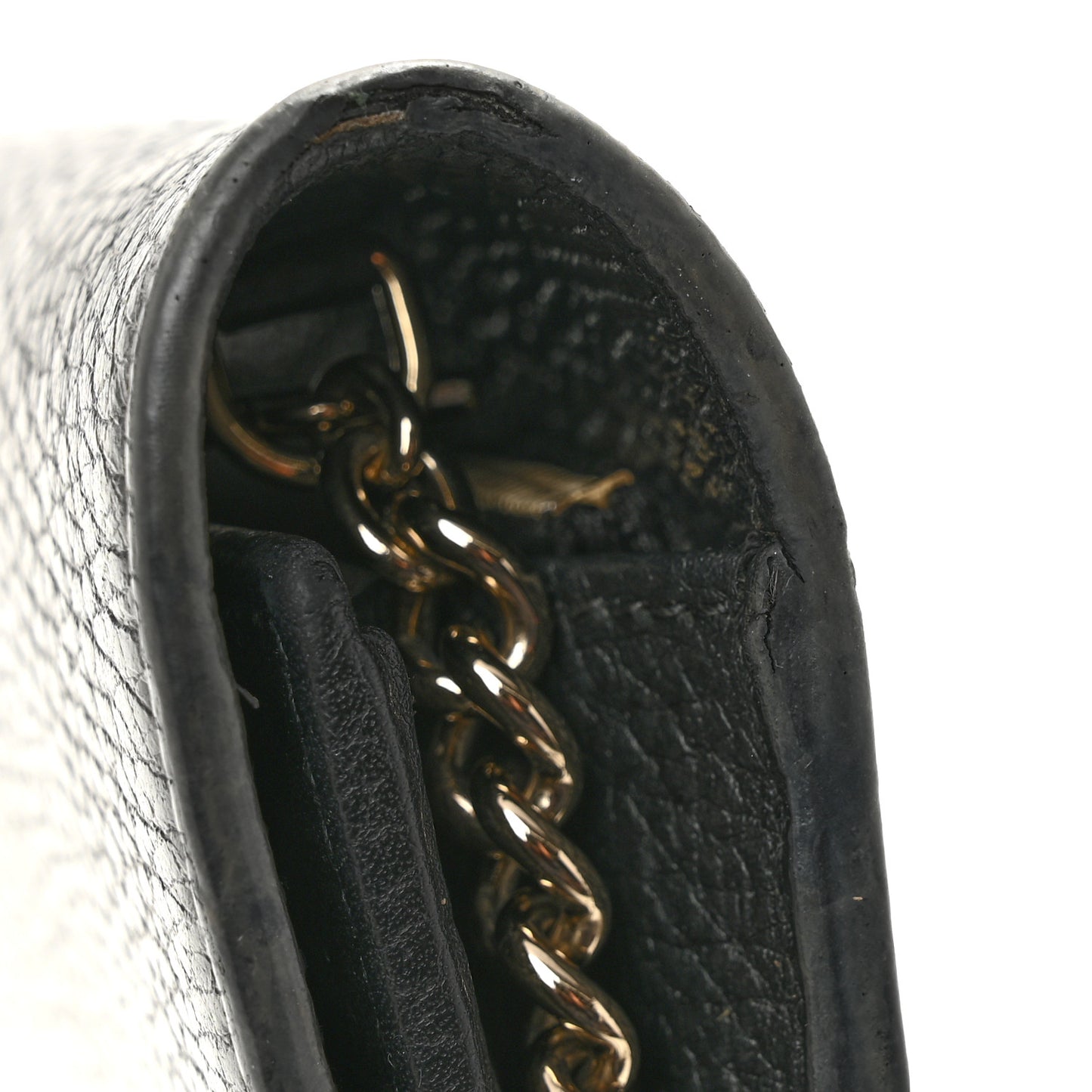 Dollar Calfskin Interlocking G Chain Wallet Black