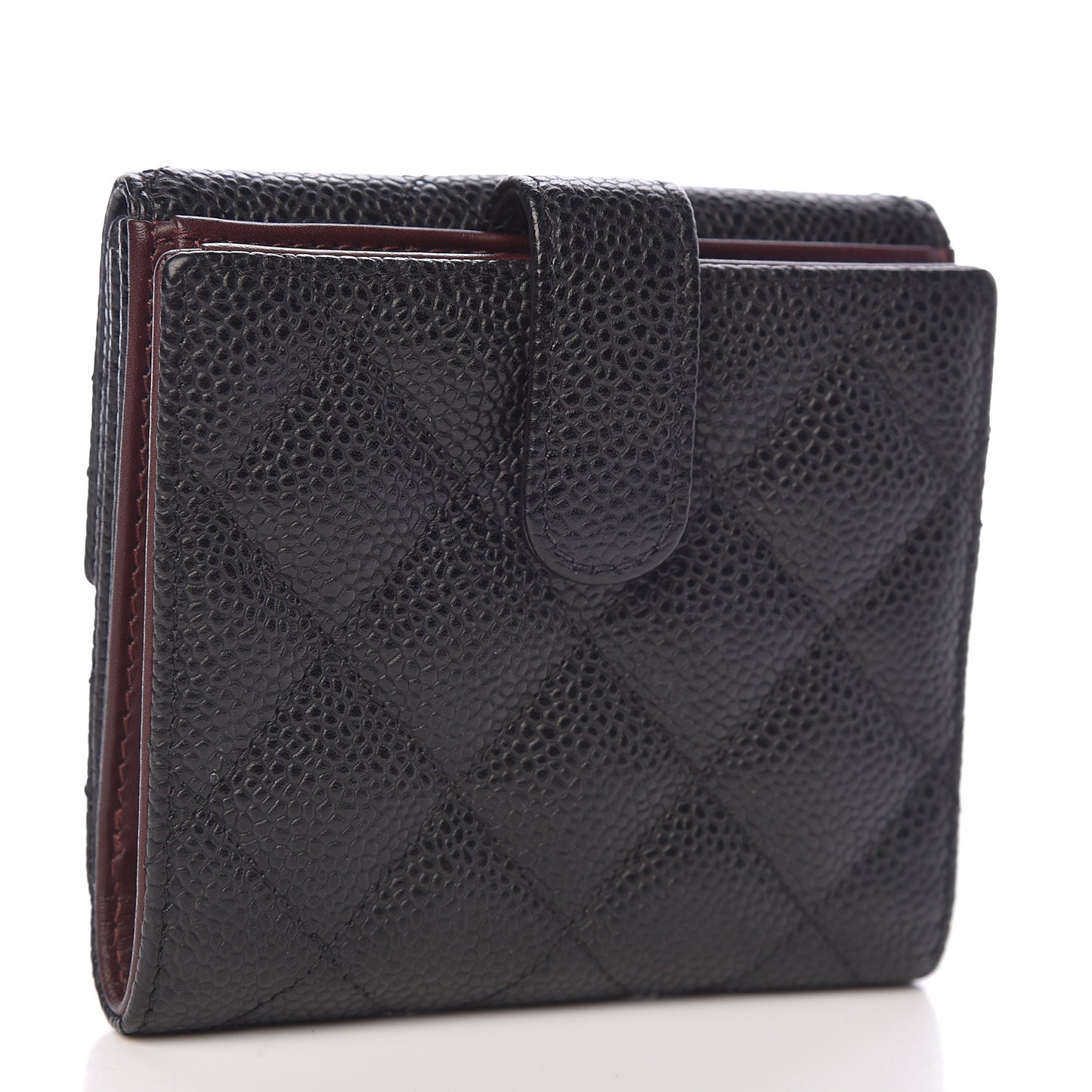 Caviar Quilted Compact French Flap Wallet Black