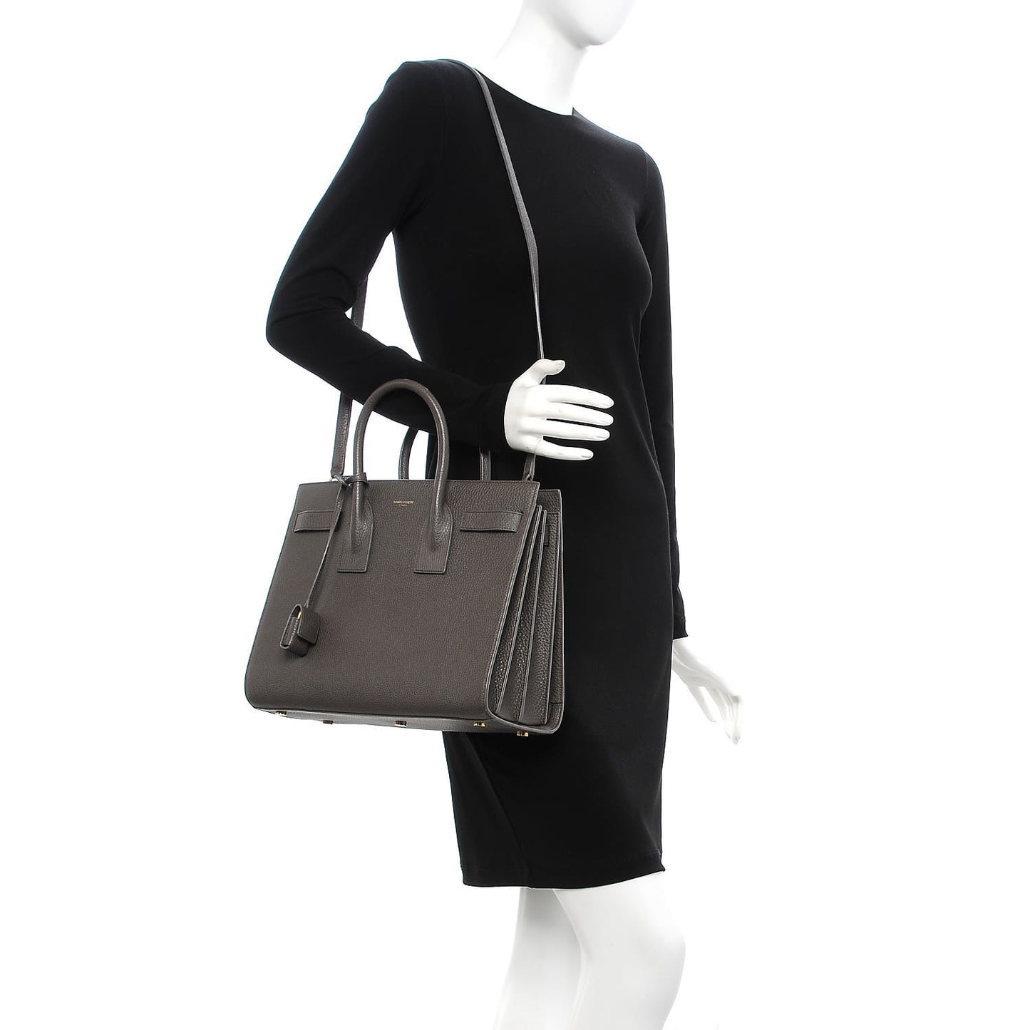 Grained Calfskin Small Sac De Jour Dark Anthracite