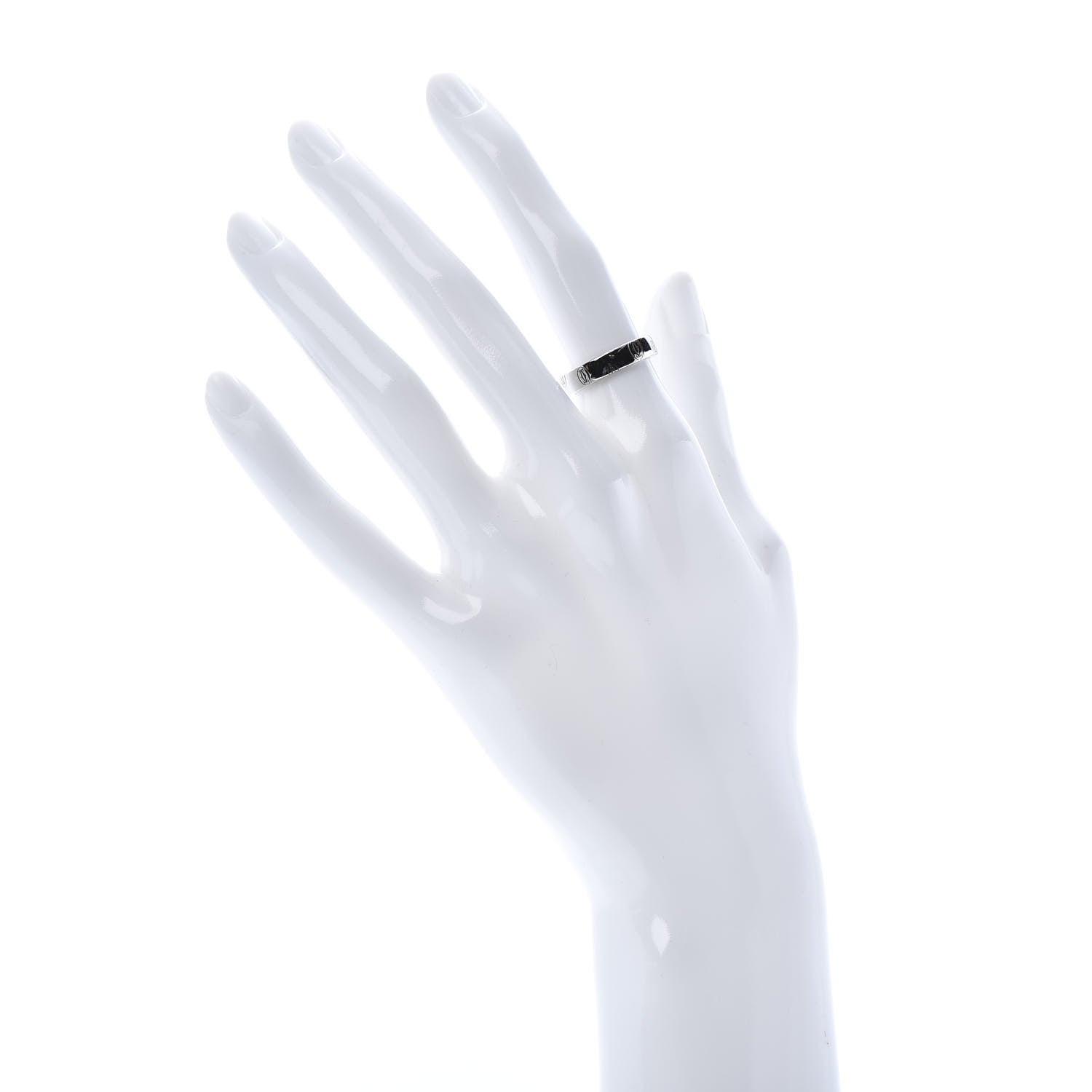 Cartier 18K White Gold 4mm Happy Birthday Band Ring 50 5.25 2 of 5