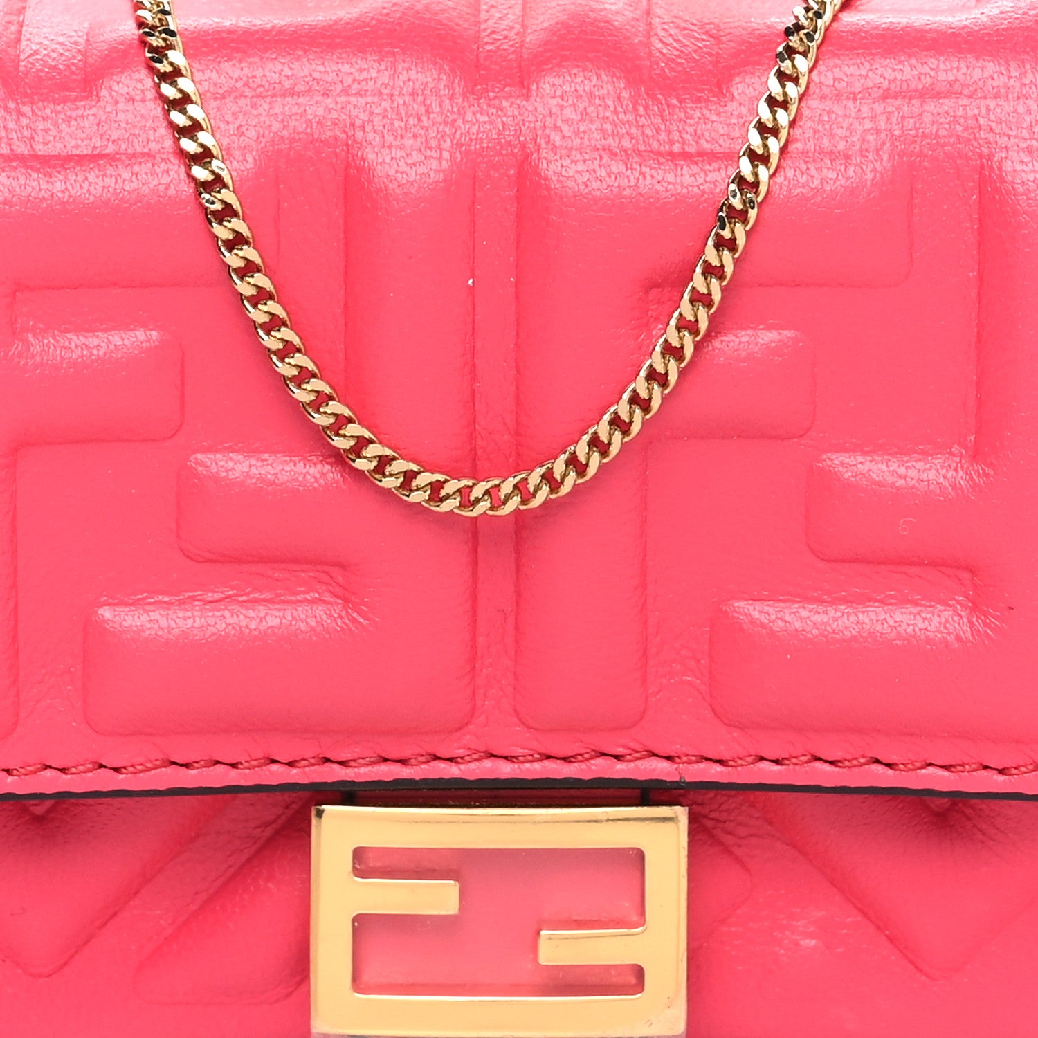 Fendi Nappa Matisse FF Embossed Nano Baguette Charm Lampone 5 of 12