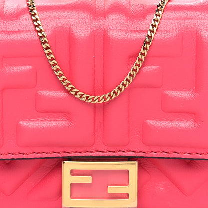 Fendi Nappa Matisse FF Embossed Nano Baguette Charm Lampone 5 of 12