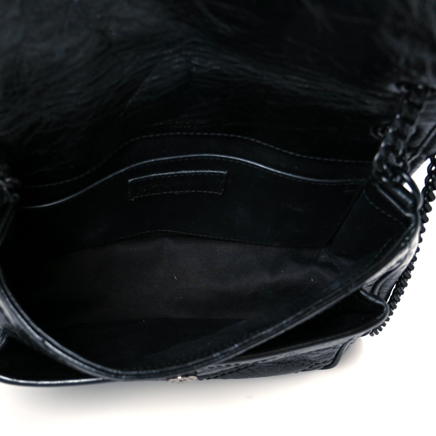 Saint Laurent Crinkled Calfskin Matelasse Monogram Baby Niki Chain Satchel Black 5 of 11