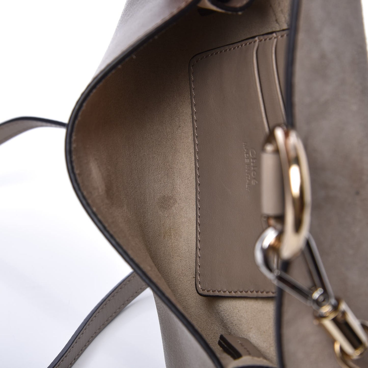 Suede Calfskin Mini Faye Shoulder Bag Motty Grey