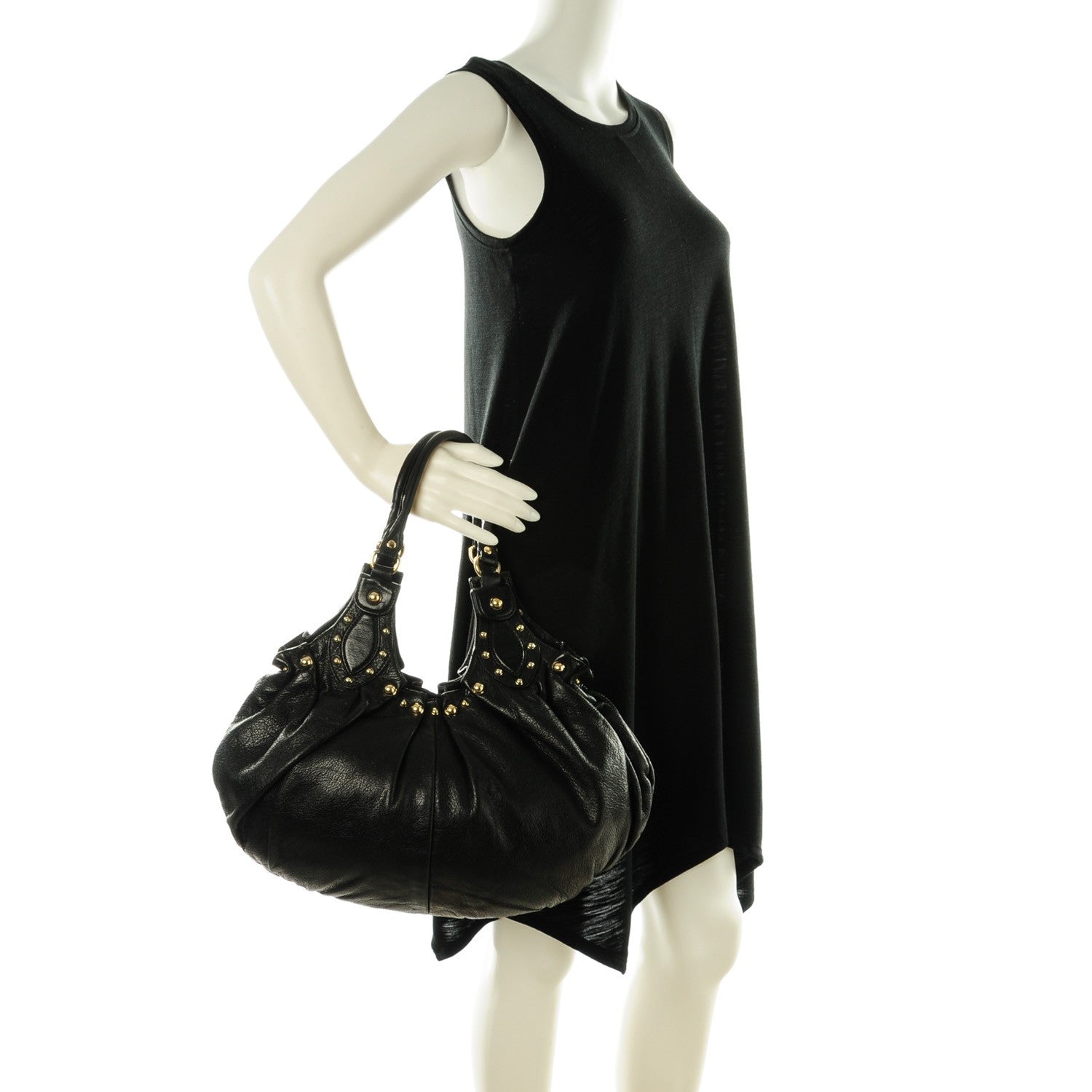 Gucci Calfskin Studded Medium Pelham Tote Black 2 of 7