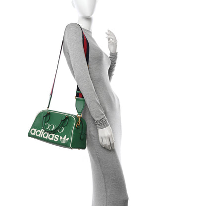 Gucci X ADIDAS Textured Dollar Calfskin Web Trefoil Logo Embossed Mini Bowling Bag New Shamarock Off White 2 of 10