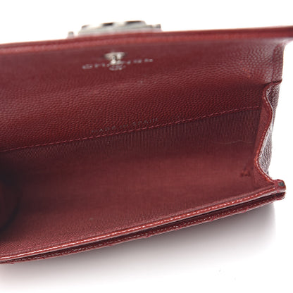 Chanel Caviar Chevron Quilted Flap Boy Card Holder Dark Red 5 of 18