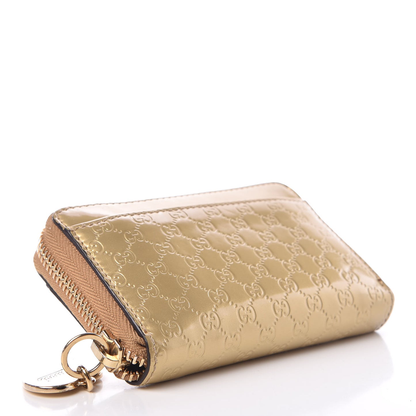 Microguccissima Zip Around Card Case Gold
