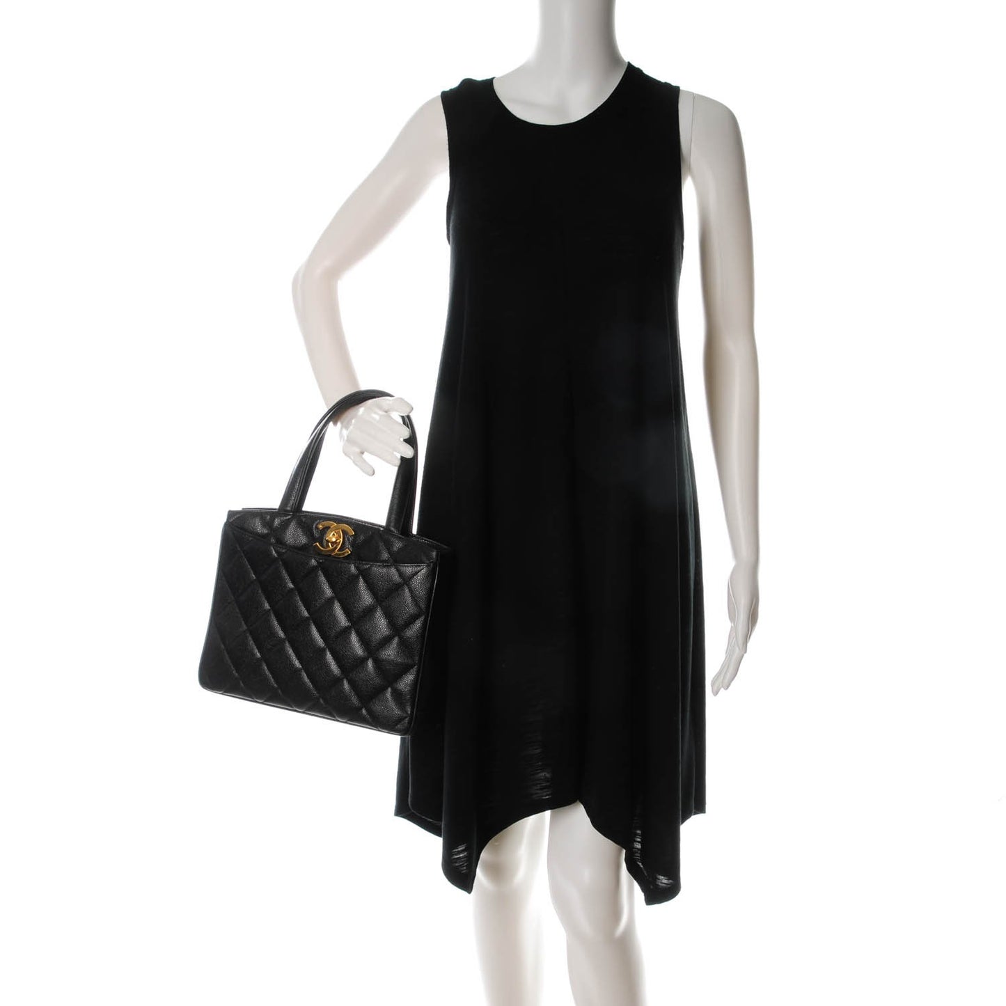 Caviar Quilted Small Tote Black