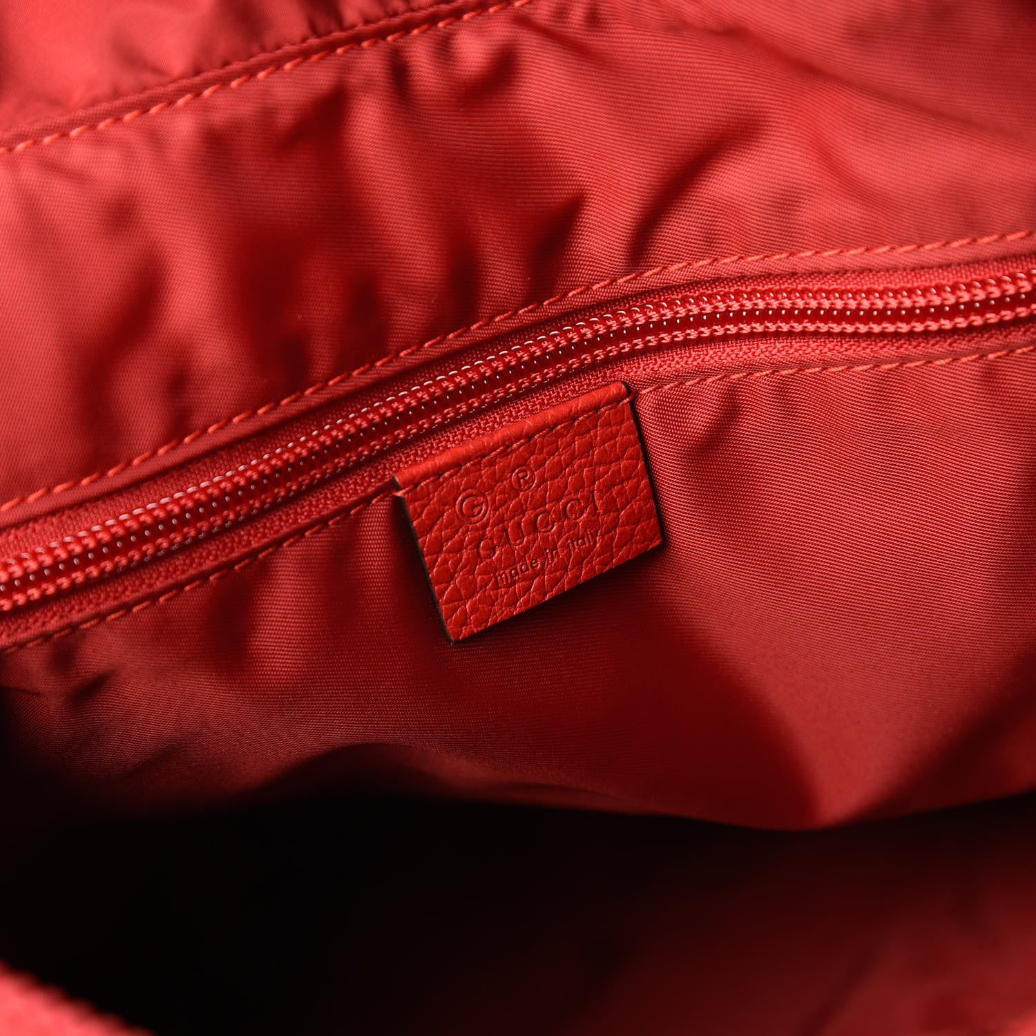 Gucci Nylon Monogram Dollar Calfskin Medium Vertical Tote Vibrant Red 8 of 10