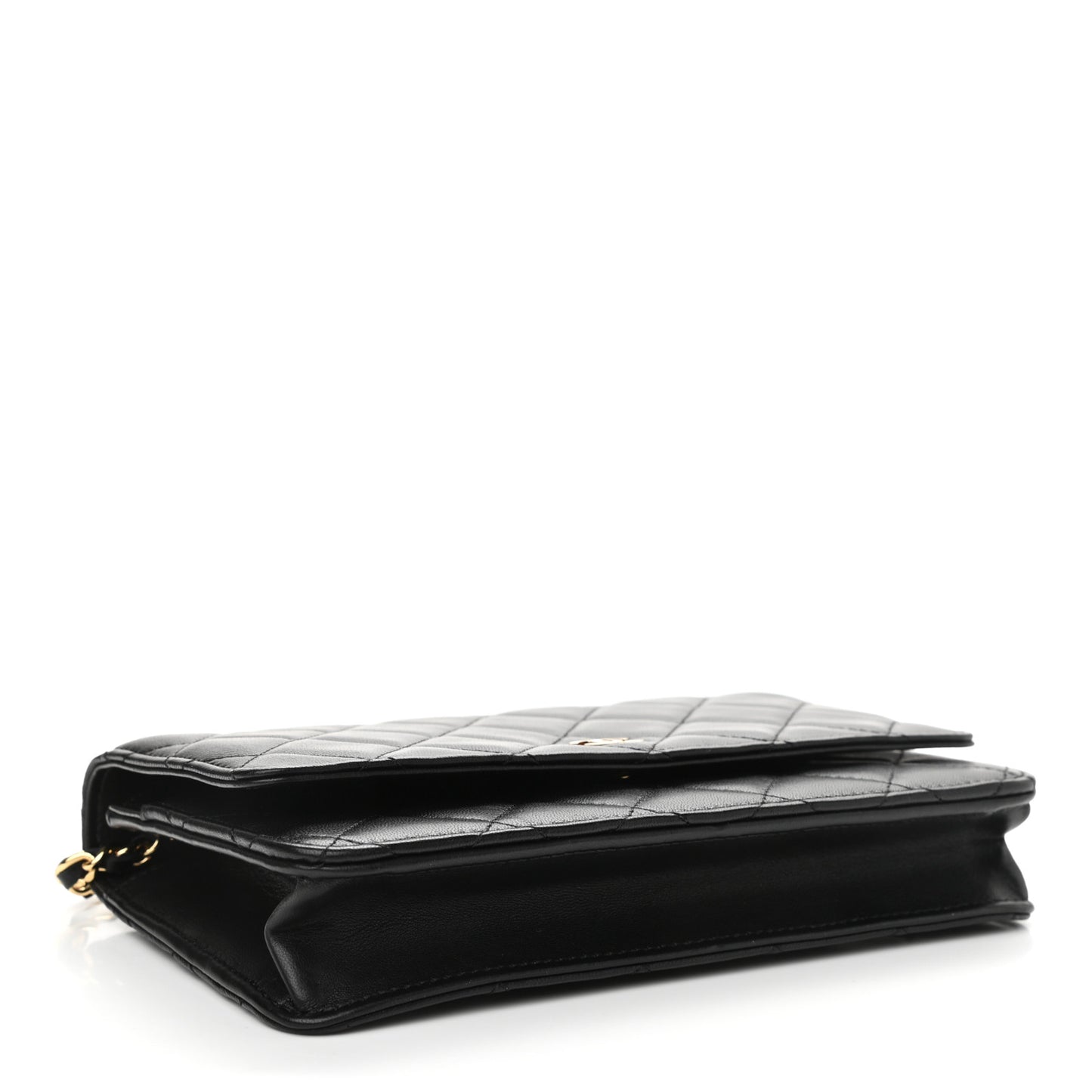 Lambskin Quilted Wallet On Chain WOC Black