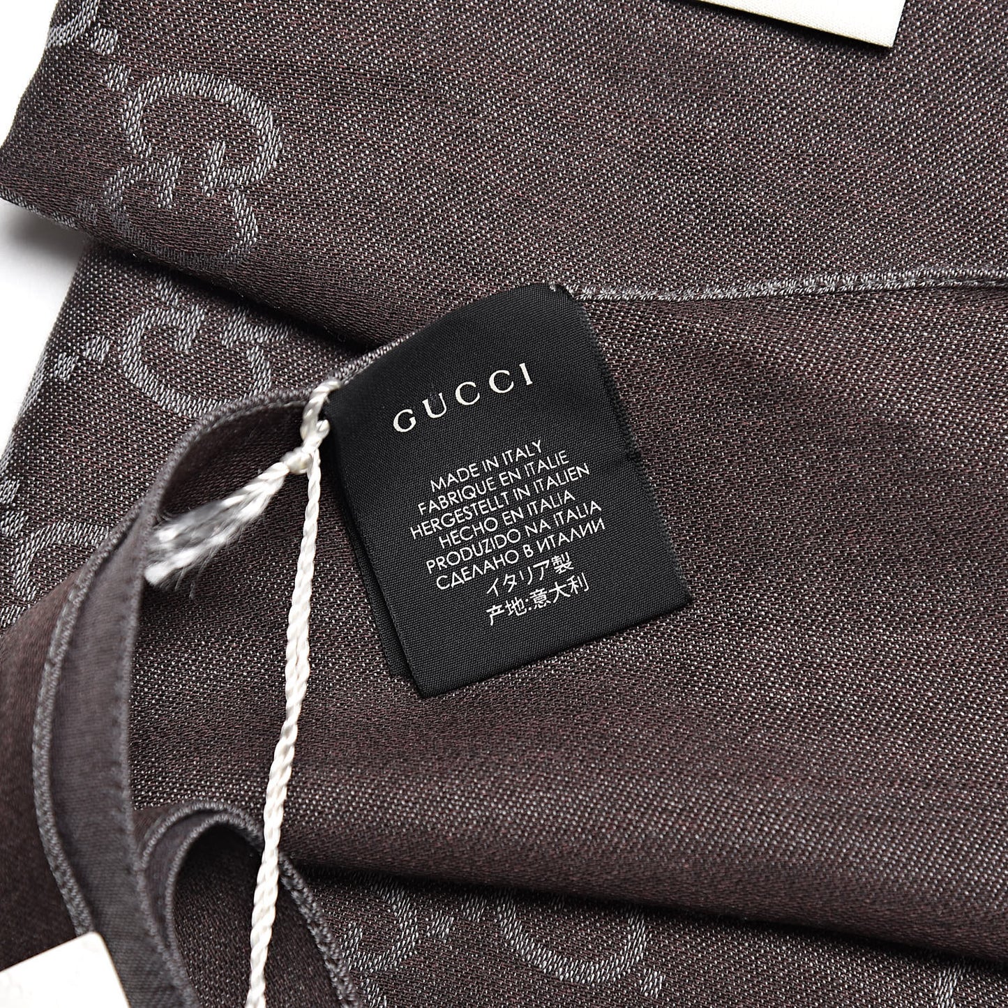 Wool Silk GG Monogram GGNat Scarf Rope Dark Brown