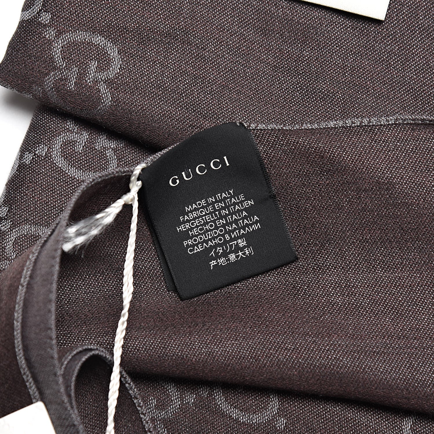 Gucci Wool Silk GG Monogram GGNat Scarf Rope Dark Brown 5 of 5