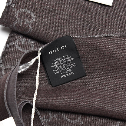 Gucci Wool Silk GG Monogram GGNat Scarf Rope Dark Brown 5 of 5