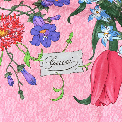 Gucci Silk Twill GG Monogram Flora GG Square Scarf Pink 2 of 4