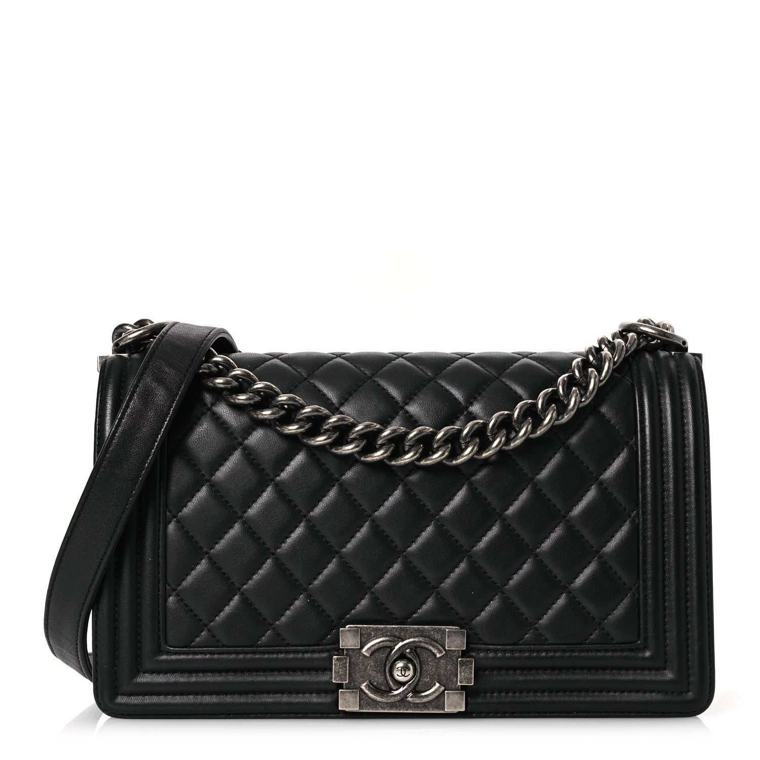 Chanel Lambskin Quilted Medium Boy Flap Black 1 of 12