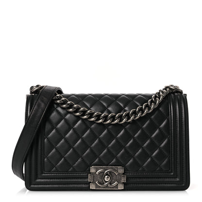 Chanel Lambskin Quilted Medium Boy Flap Black 1 of 12