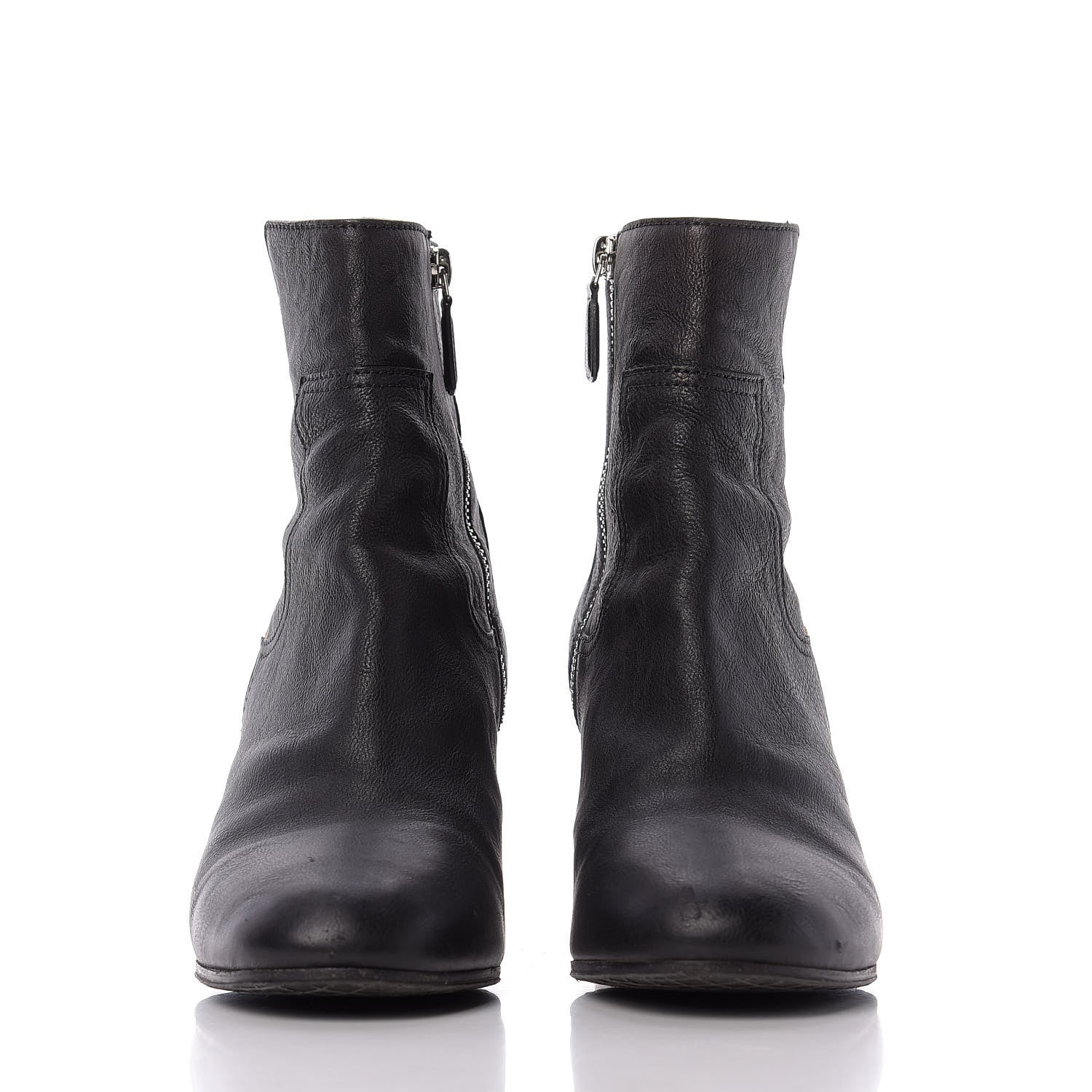 Chanel Goatskin Calfskin CC Short Boots 41 Black White 3 of 13