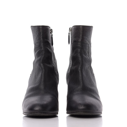 Chanel Goatskin Calfskin CC Short Boots 41 Black White 3 of 13