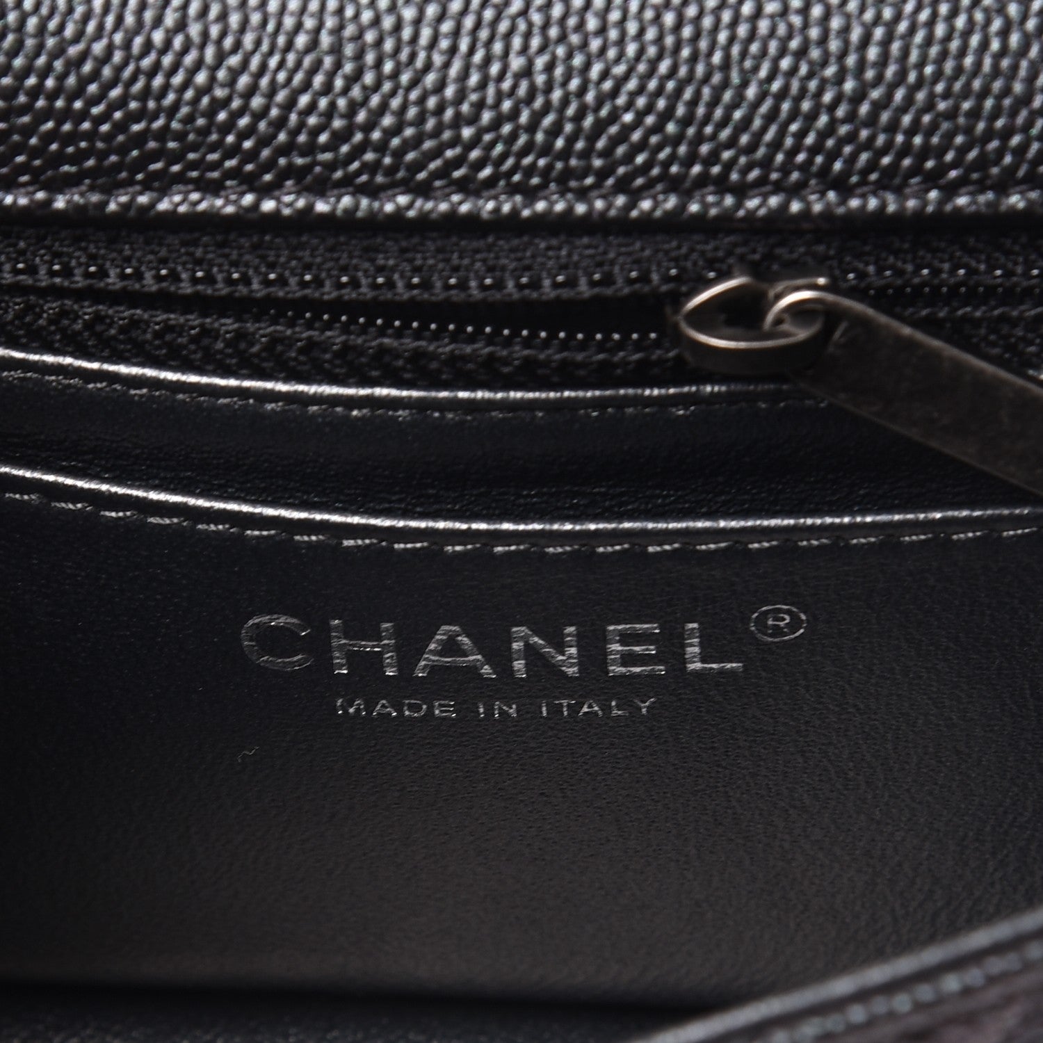 Chanel Metallic Caviar Chevron Quilted Mini Rectangular Flap Black 5 of 8