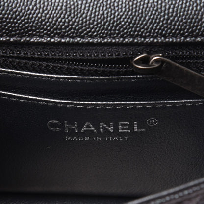 Chanel Metallic Caviar Chevron Quilted Mini Rectangular Flap Black 5 of 8