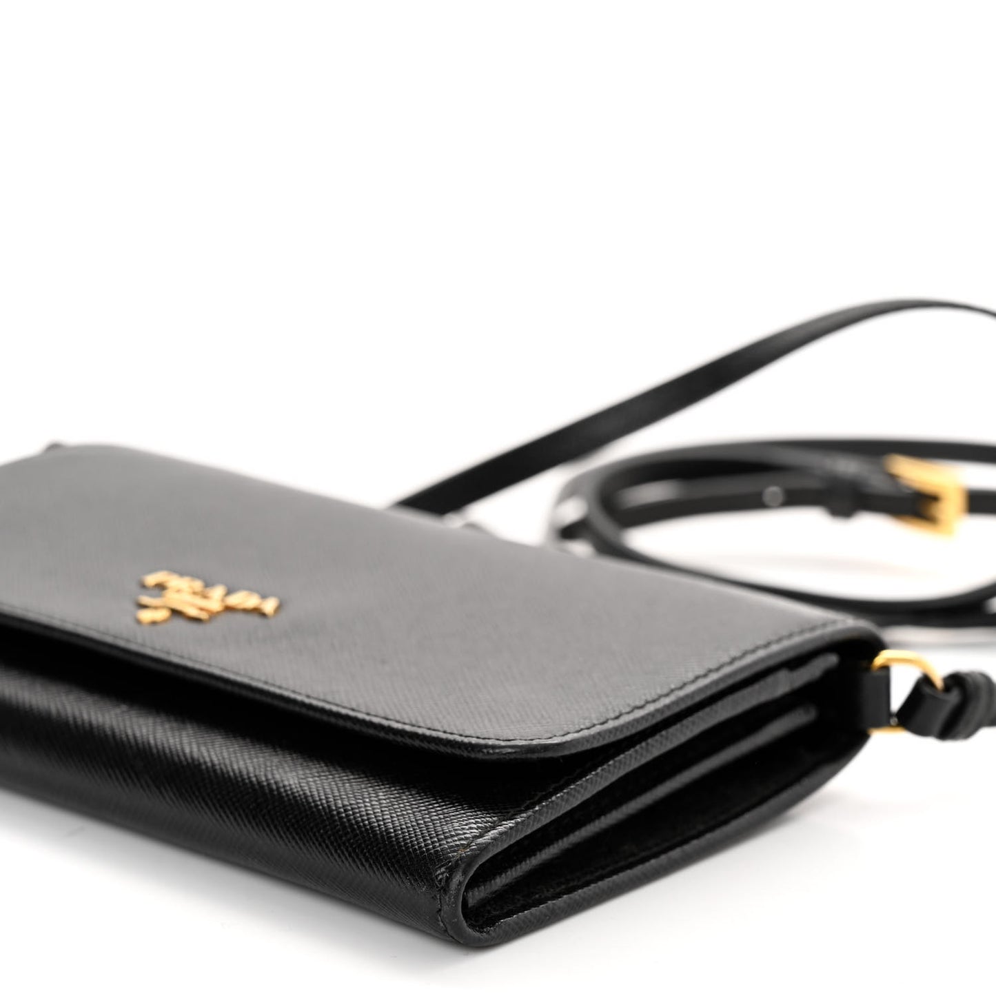 Saffiano Vernice Mini Crossbody Wallet Black