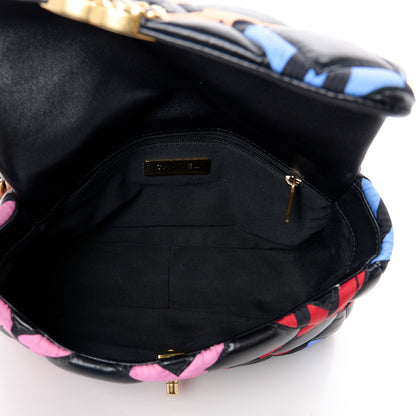 Chanel Lambskin Printed Fabric Medium Chanel 19 Flap Black Multicolor 5 of 10