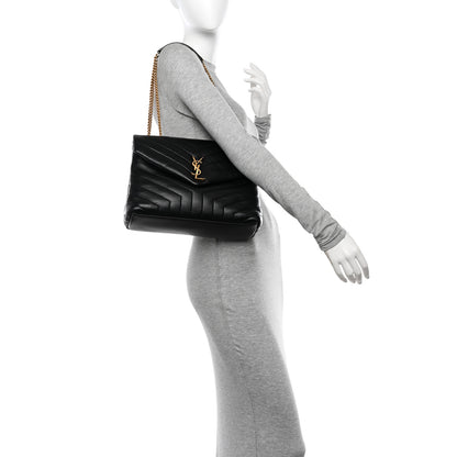 Saint Laurent Calfskin Y Quilted Monogram Medium Loulou Chain Satchel Black 2 of 11