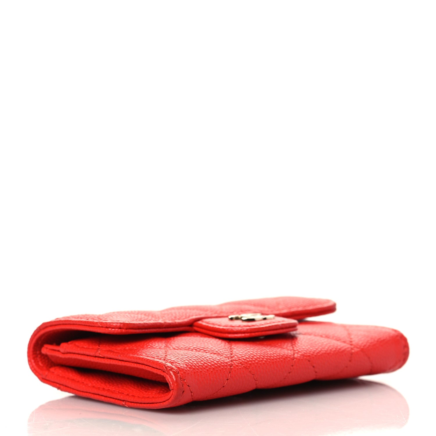 Chanel Caviar Quilted Flap Card Holder Wallet Red 4 of 10